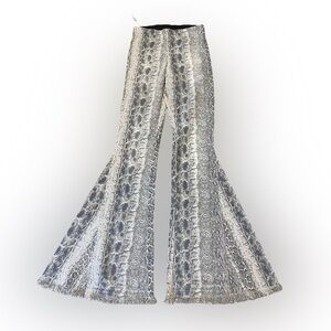 Judith March women size S python snake flare bell bottoms pants Elastic waist